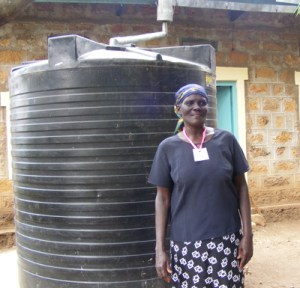woman with water tank